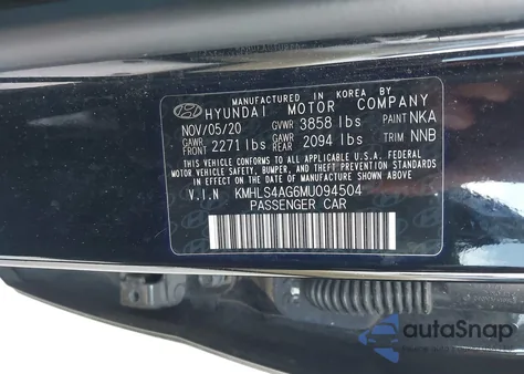 2021 Hyundai Elantra Sel из США, поврежденный, VIN KMHLS4AG6MU094504